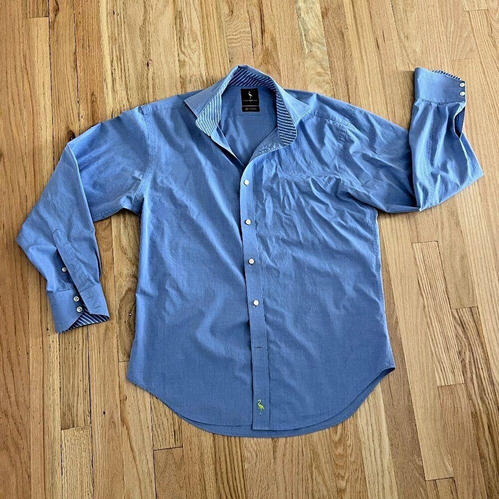 Tailorbyrd collection solid‎ blue button down long sleeve shirt small cotton